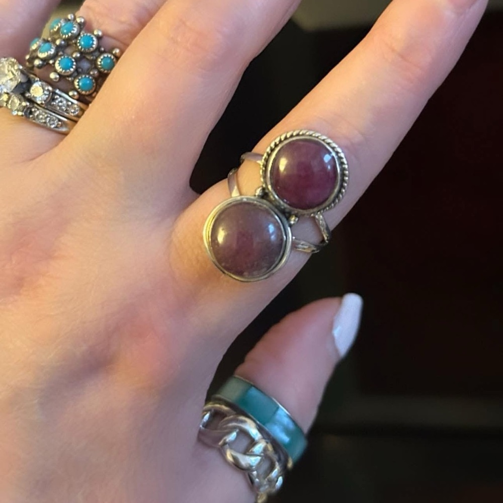 Lepidolite Purple Stone Women's sterling silver Ring - Picture 2 of 7
